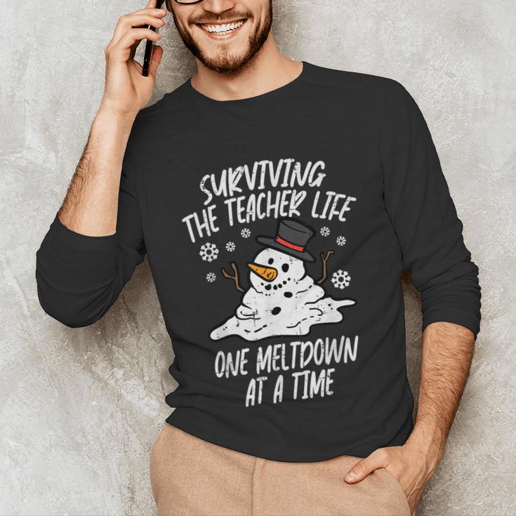 Christmas Surviving Teacher Life Meltdown Xmas Women Men Unisex Long Sleeve T-Shirt, funny gift