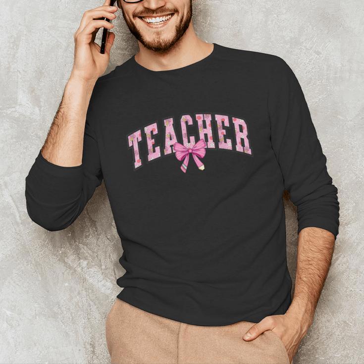 Coquette Bow Back To School First Day Teacher Unisex Long Sleeve T-Shirt, funny gift Coquette Bow Back To School First Day Teacher Unisex Long Sleeve T-Shirt, funny gift