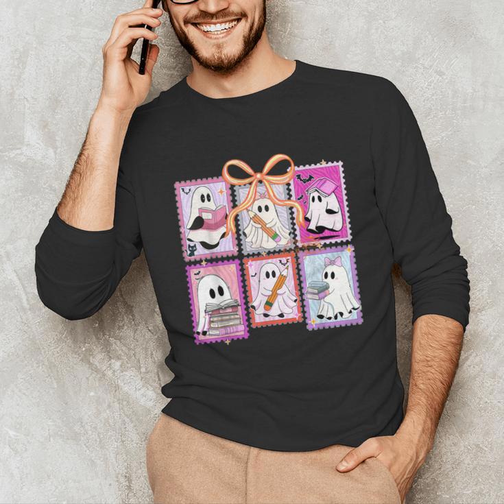 Coquette Bow Spooky Teacher Ghost Halloween Trick Or Teach Unisex Long Sleeve T-Shirt, funny gift Coquette Bow Spooky Teacher Ghost Halloween Trick Or Teach Unisex Long Sleeve T-Shirt, funny gift