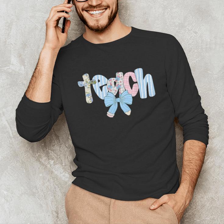 Coquette Bow Teach Teacher Happy First Day Back To School Unisex Long Sleeve T-Shirt, funny gift Coquette Bow Teach Teacher Happy First Day Back To School Unisex Long Sleeve T-Shirt, funny gift