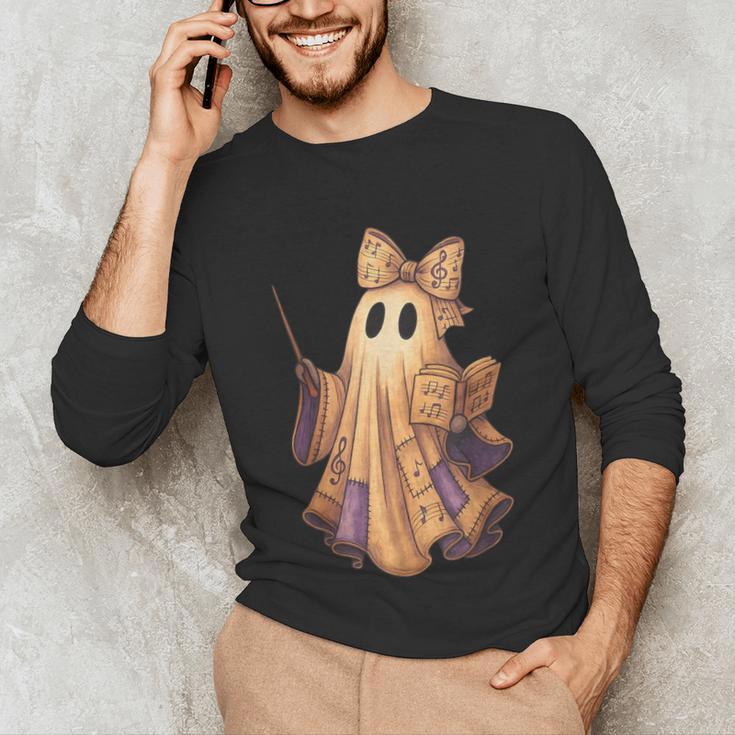 Coquette Music Note Patchwork Ghost Music Teacher Halloween Unisex Long Sleeve T-Shirt, funny gift Coquette Music Note Patchwork Ghost Music Teacher Halloween Unisex Long Sleeve T-Shirt, funny gift