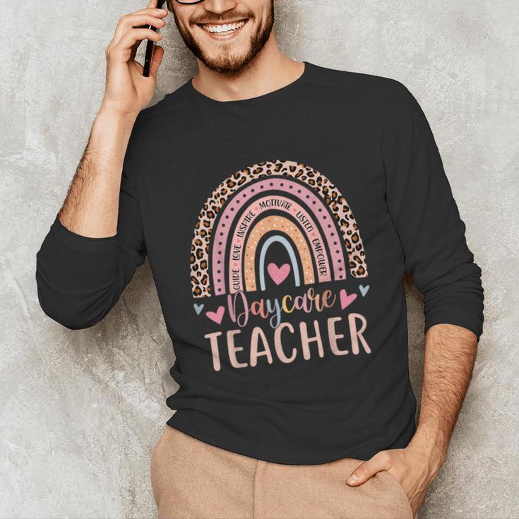 Cute Daycare Teacher Rainbow Leopard Print Childcare Worker Unisex Long Sleeve T-Shirt, funny gift