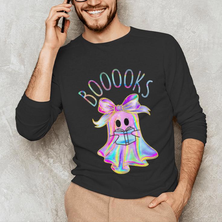 Cute Ghost Book Reading Halloween Teacher Top Girls Women Unisex Long Sleeve T-Shirt, funny gift