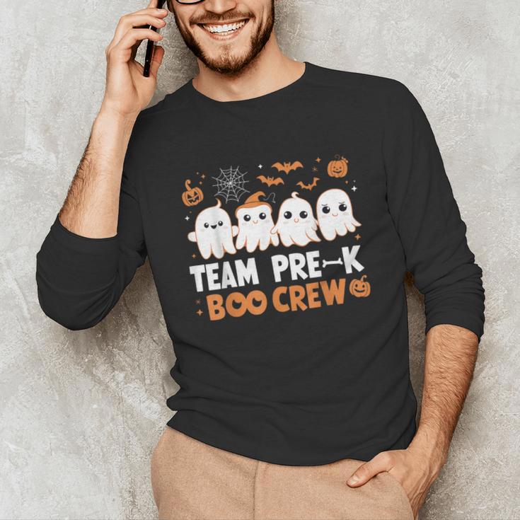 Cute Ghosts Pre-K Boo Crew Teachers Halloween Party Team For Men Women Kids Unisex Long Sleeve T-Shirt, funny gift