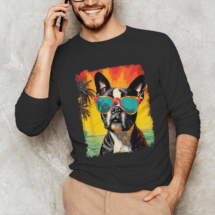 Dog Boston Terrier Hawaiian Unisex Long Sleeve T-Shirt, funny gift