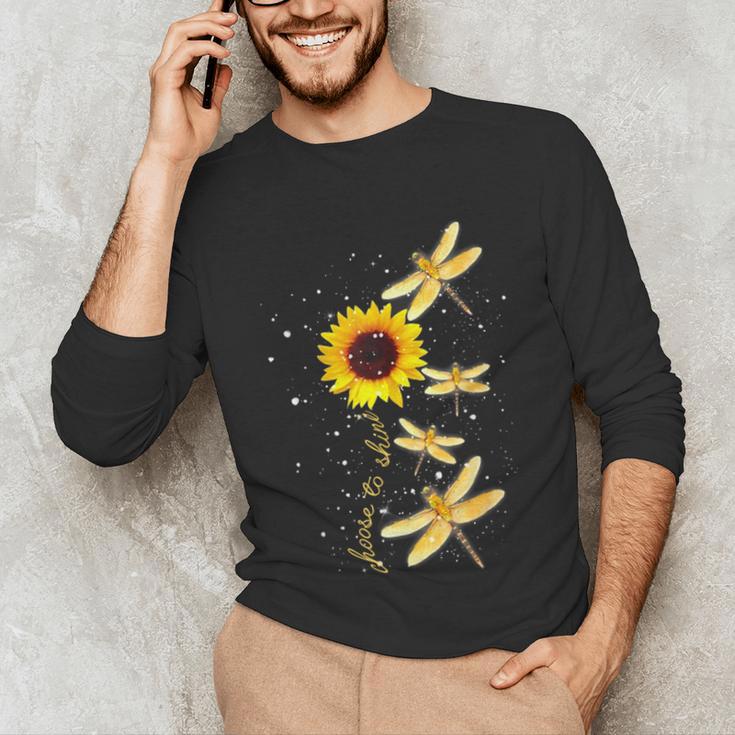Dragonfly Sunflower Teacher Growth Mindset Choose To Shine Unisex Long Sleeve T-Shirt, funny gift