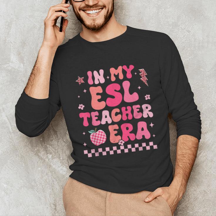 In My Esl Teacher Era Back To School ESL Teacher Groovy Unisex Long Sleeve T-Shirt, funny gift In My Esl Teacher Era Back To School ESL Teacher Groovy Unisex Long Sleeve T-Shirt, funny gift