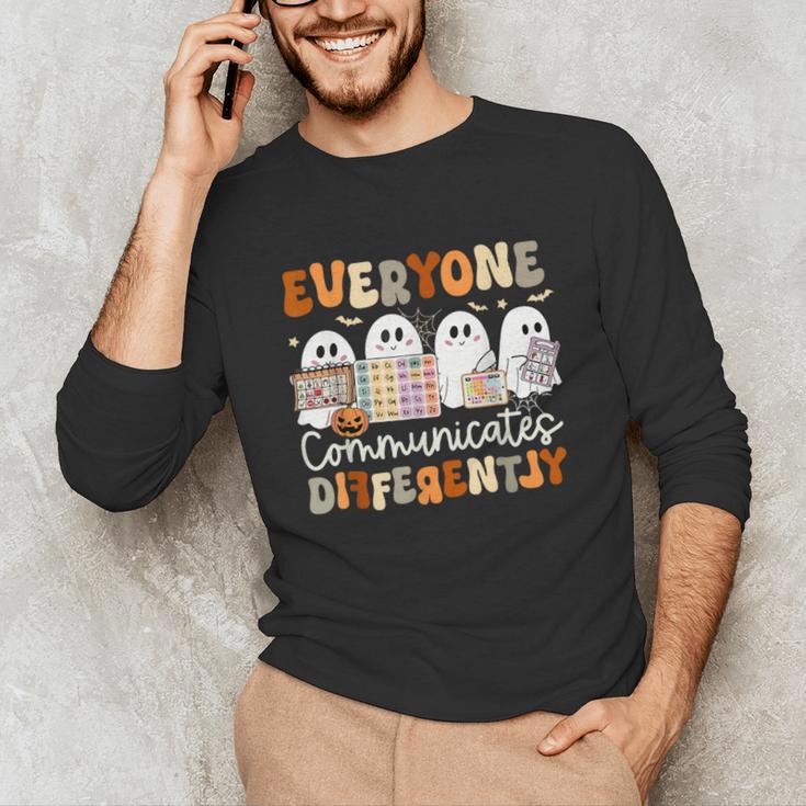 Everyone Communicates Differently Halloween Sped Teacher Unisex Long Sleeve T-Shirt, funny gift Everyone Communicates Differently Halloween Sped Teacher Unisex Long Sleeve T-Shirt, funny gift