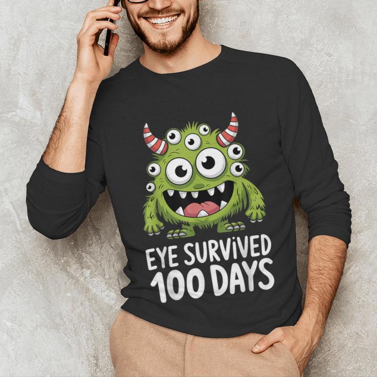Eye Survived 100 Days Of School Monster Lover Teacher Kids Unisex Long Sleeve T-Shirt, funny gift Eye Survived 100 Days Of School Monster Lover Teacher Kids Unisex Long Sleeve T-Shirt, funny gift