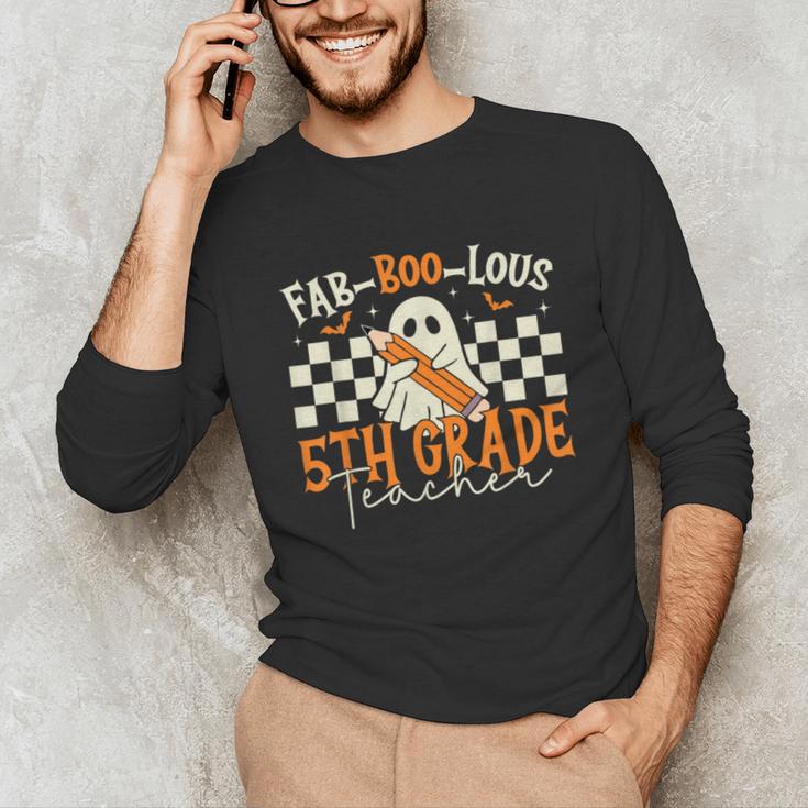 Fab Boo Lous 5th Grade Teacher Retro Ghost Spooky Halloween Unisex Long Sleeve T-Shirt, funny gift