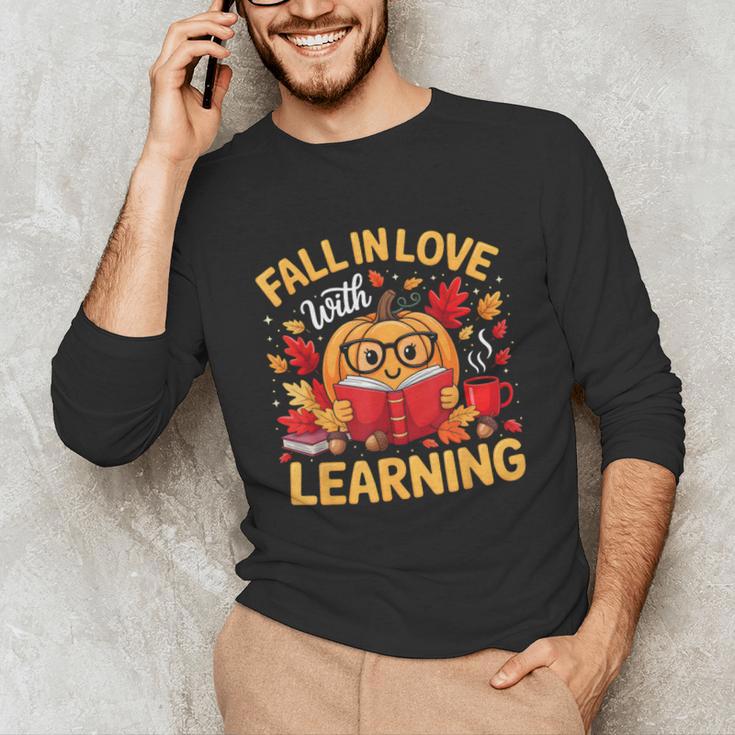 Fall In Love With Learning Pumpkin Thanksgiving Teacher Fall Unisex Long Sleeve T-Shirt, funny gift Fall In Love With Learning Pumpkin Thanksgiving Teacher Fall Unisex Long Sleeve T-Shirt, funny gift