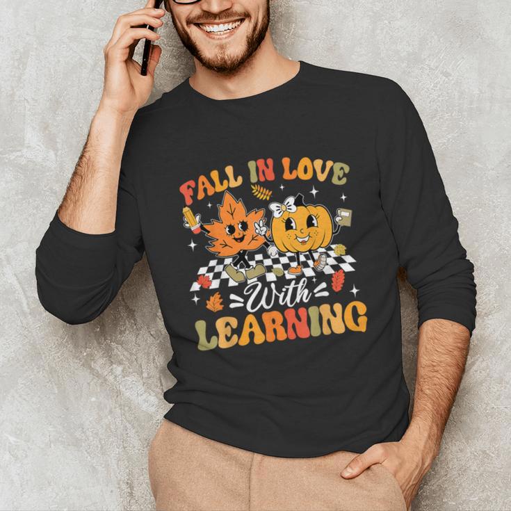 Fall In Love With Learning Fall Teacher Thanksgiving Retro Unisex Long Sleeve T-Shirt, funny gift Fall In Love With Learning Fall Teacher Thanksgiving Retro Unisex Long Sleeve T-Shirt, funny gift