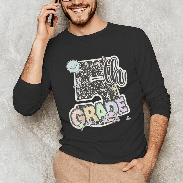 First Day Of Fifth Grade Composition Notebook Teacher Unisex Long Sleeve T-Shirt, funny gift