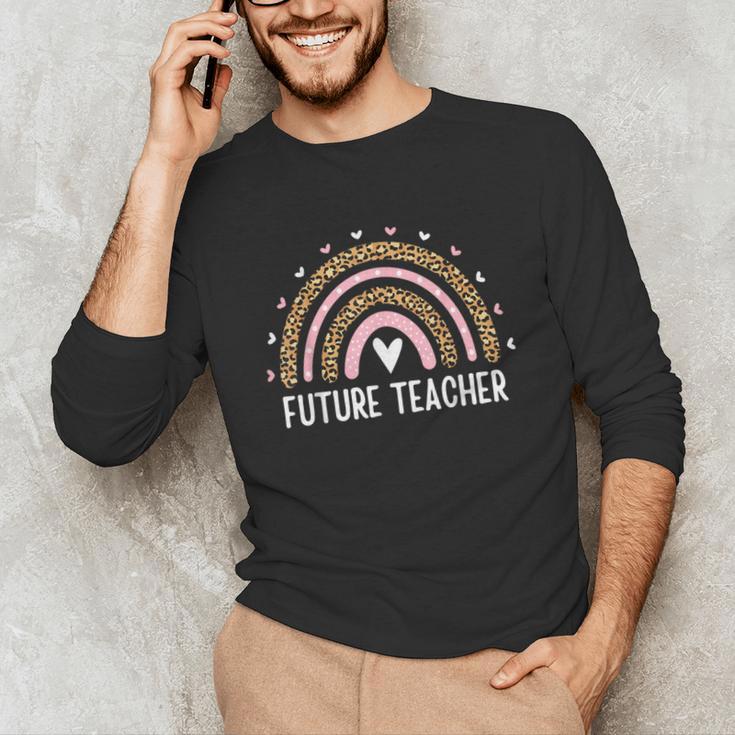 Future Teacher Kids Youth Girls Leopard Rainbow Women Unisex Long Sleeve T-Shirt, funny gift