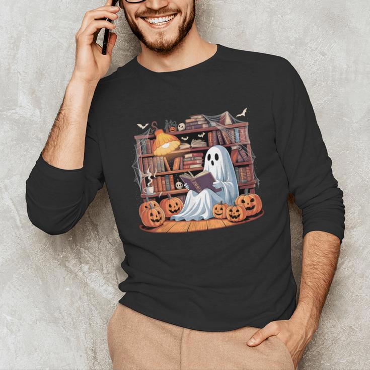 Ghost Book Reading Halloween Books Lover Teacher Unisex Long Sleeve T-Shirt, funny gift Ghost Book Reading Halloween Books Lover Teacher Unisex Long Sleeve T-Shirt, funny gift