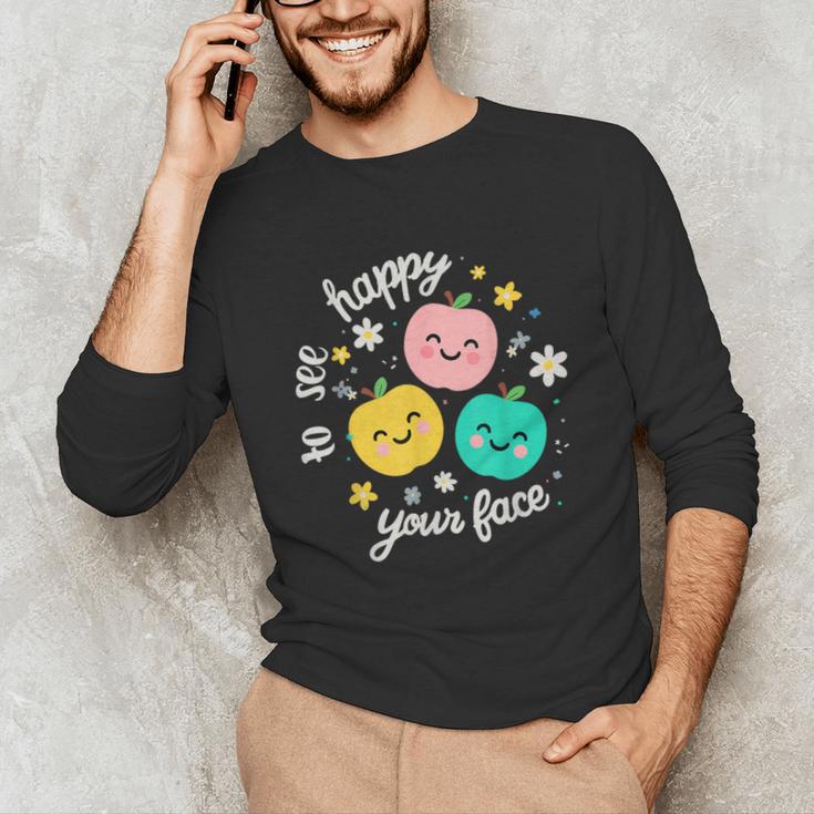 Groovy Happy To See Your Face Teacher School Appreciation Unisex Long Sleeve T-Shirt, funny gift