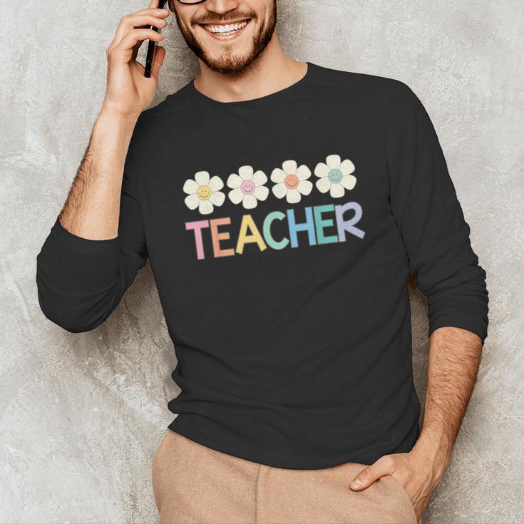 Groovy Teacher Cute Daisy Flower Retro Back To School Unisex Long Sleeve T-Shirt, funny gift Groovy Teacher Cute Daisy Flower Retro Back To School Unisex Long Sleeve T-Shirt, funny gift