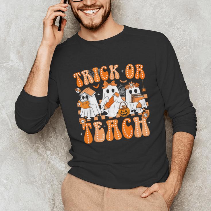 Groovy Teacher Halloween Trick Or Teach Ghost Men Women Kids Unisex Long Sleeve T-Shirt, funny gift