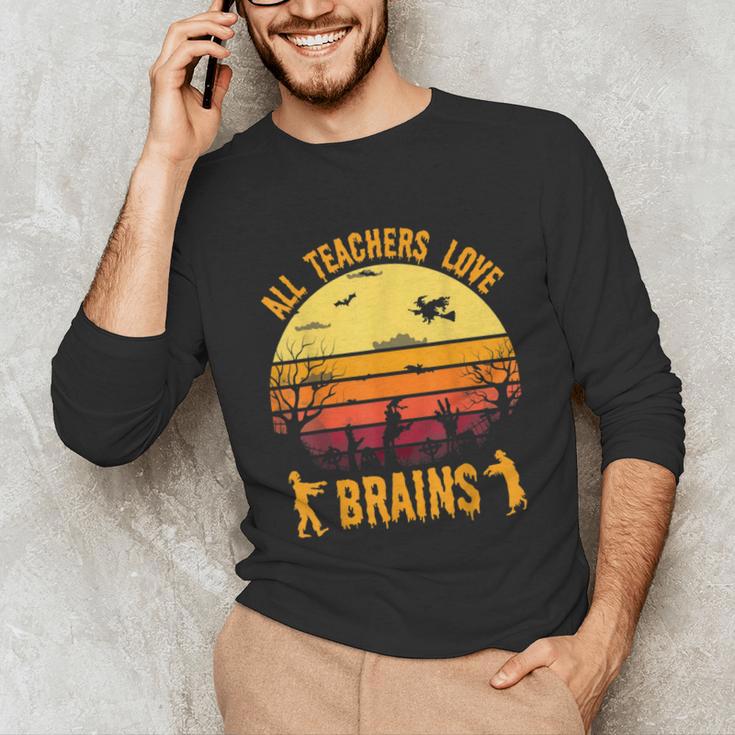 Halloween Costume Teacher Love Brains Zombie Unisex Long Sleeve T-Shirt, funny gift Halloween Costume Teacher Love Brains Zombie Unisex Long Sleeve T-Shirt, funny gift