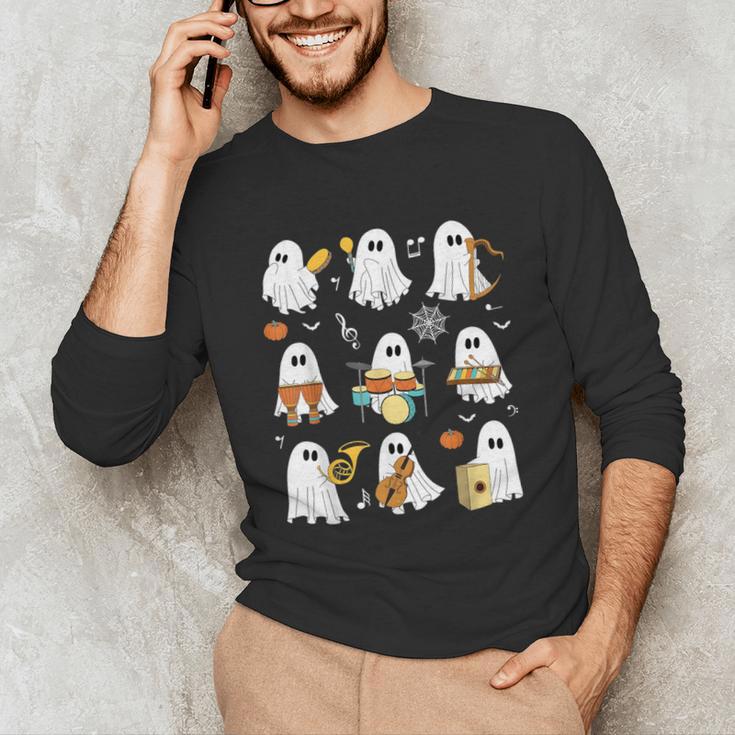 Halloween Ghost Playing Musical Instruments Music Teacher Unisex Long Sleeve T-Shirt, funny gift Halloween Ghost Playing Musical Instruments Music Teacher Unisex Long Sleeve T-Shirt, funny gift