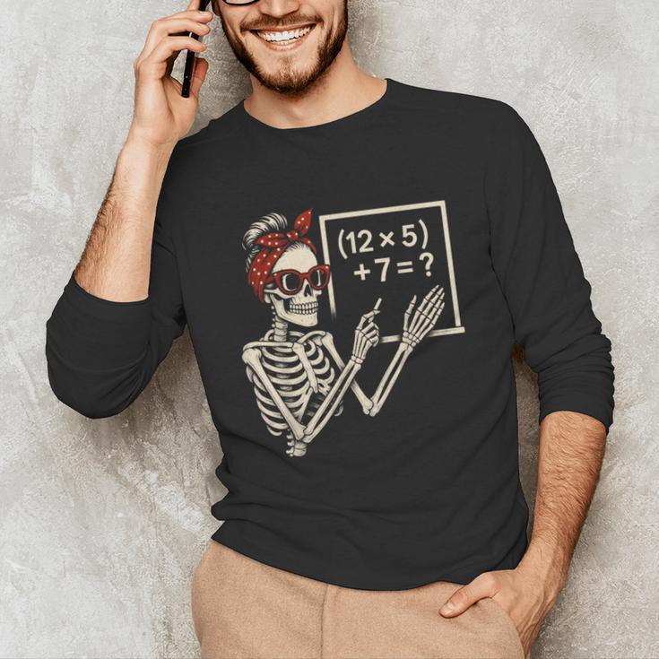 Halloween Math Teacher Skeleton Six Seven Meme Brainrot Unisex Long Sleeve T-Shirt, funny gift Halloween Math Teacher Skeleton Six Seven Meme Brainrot Unisex Long Sleeve T-Shirt, funny gift