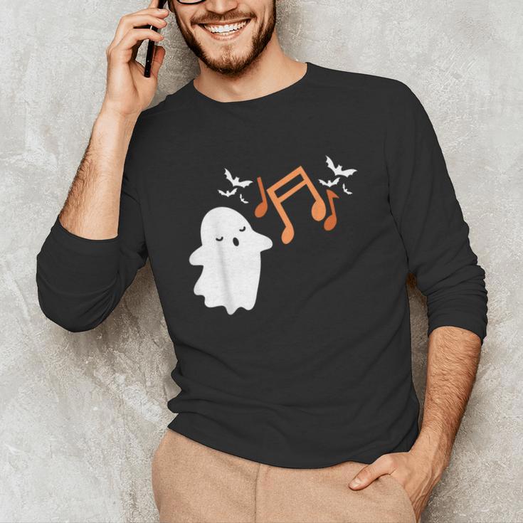 Halloween Music Note Ghost Teacher Fall Musical Instrument Unisex Long Sleeve T-Shirt, funny gift
