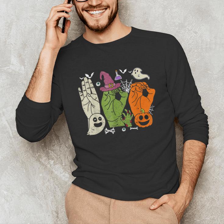 Halloween SPED Teacher Boo In ASL Boo Hands Sign Language Unisex Long Sleeve T-Shirt, funny gift