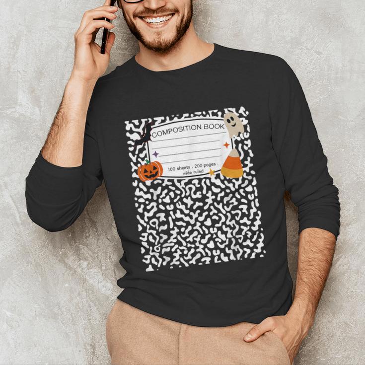 Halloween Teacher Composition Book Notebook Matching Group Unisex Long Sleeve T-Shirt, funny gift Halloween Teacher Composition Book Notebook Matching Group Unisex Long Sleeve T-Shirt, funny gift