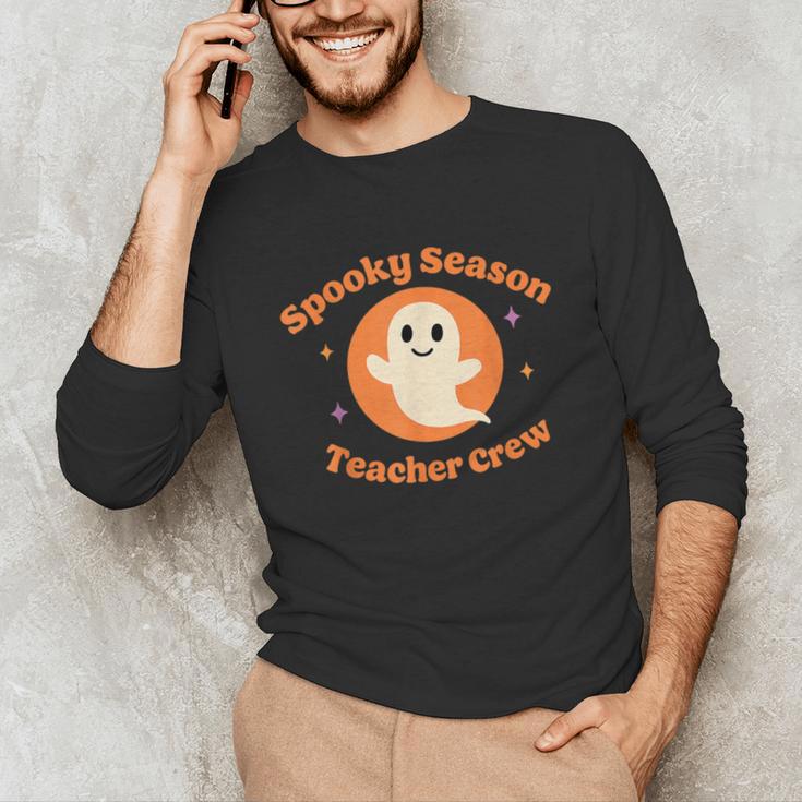 Halloween Teacher Crew Spooky Season Retro Ghost Unisex Long Sleeve T-Shirt, funny gift Halloween Teacher Crew Spooky Season Retro Ghost Unisex Long Sleeve T-Shirt, funny gift