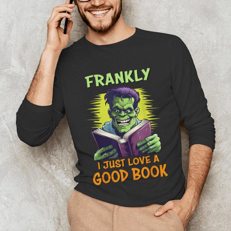 Halloween Teacher Librarian Frankenstein Reading Books Unisex Long Sleeve T-Shirt, funny gift