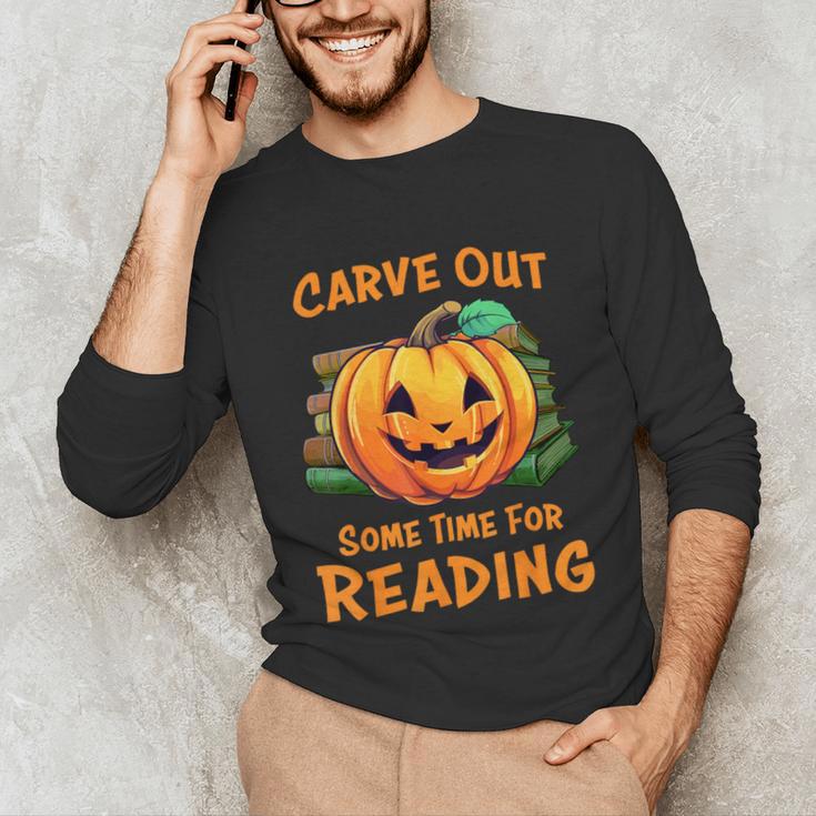 Halloween Teacher Librarian Pumpkin Reading Books Men Women Kids Unisex Long Sleeve T-Shirt, funny gift
