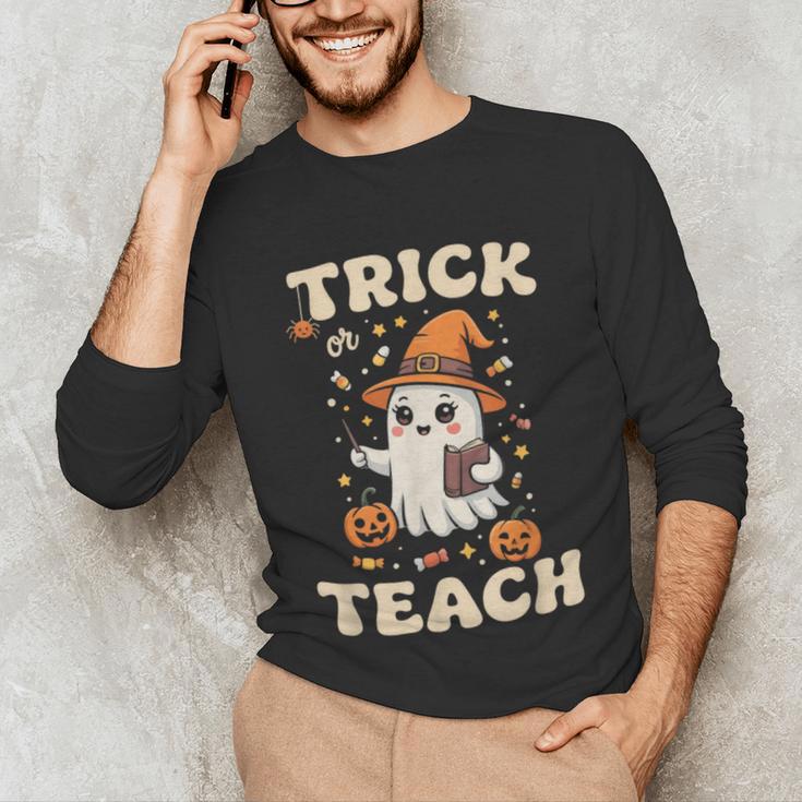 Halloween Teacher Shirts Women School Trick Or Teach Groovy Unisex Long Sleeve T-Shirt, funny gift Halloween Teacher Shirts Women School Trick Or Teach Groovy Unisex Long Sleeve T-Shirt, funny gift