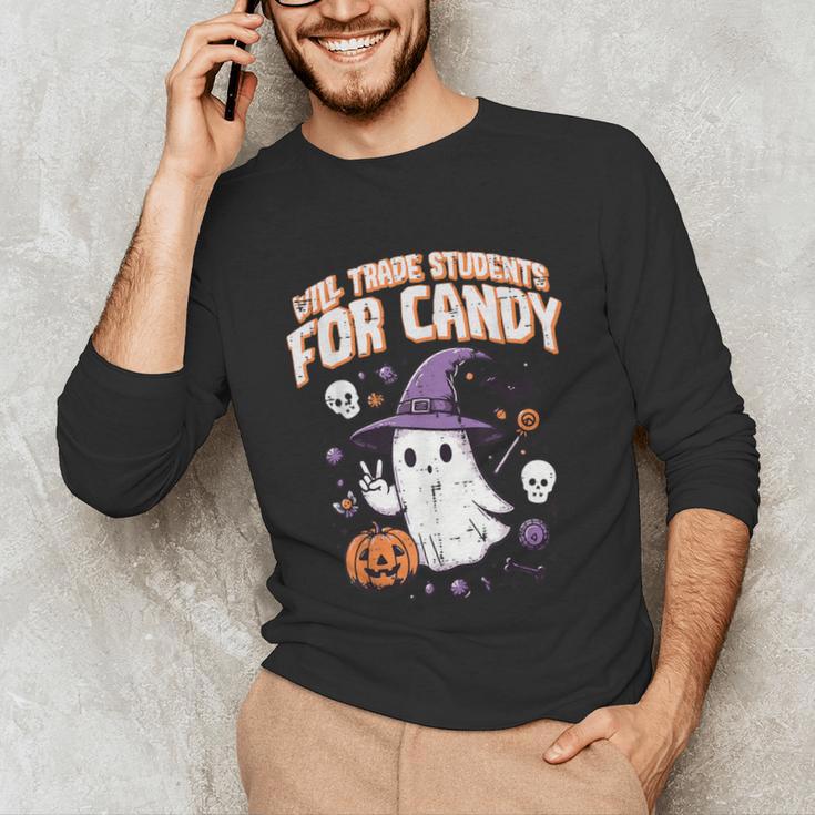 Halloween Teacher Trade Students For Candy Costume Women Unisex Long Sleeve T-Shirt, funny gift