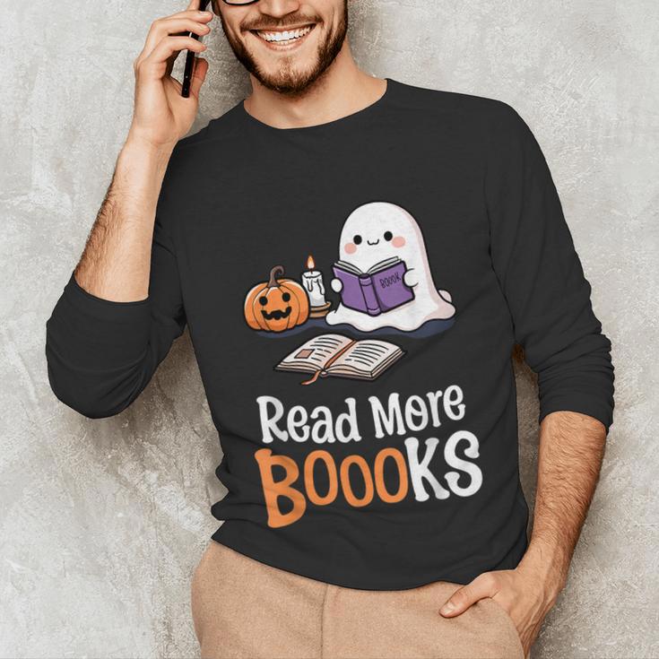 Halloween Teacher Women Cute Reading Ghost Read More Books Unisex Long Sleeve T-Shirt, funny gift