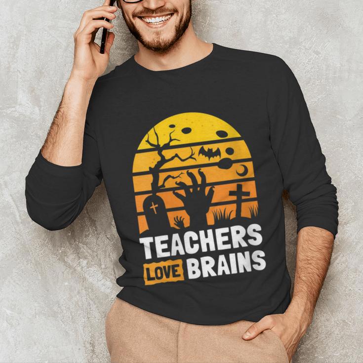 Halloween Teachers Science Math Teachers Love Brains Unisex Long Sleeve T-Shirt, funny gift