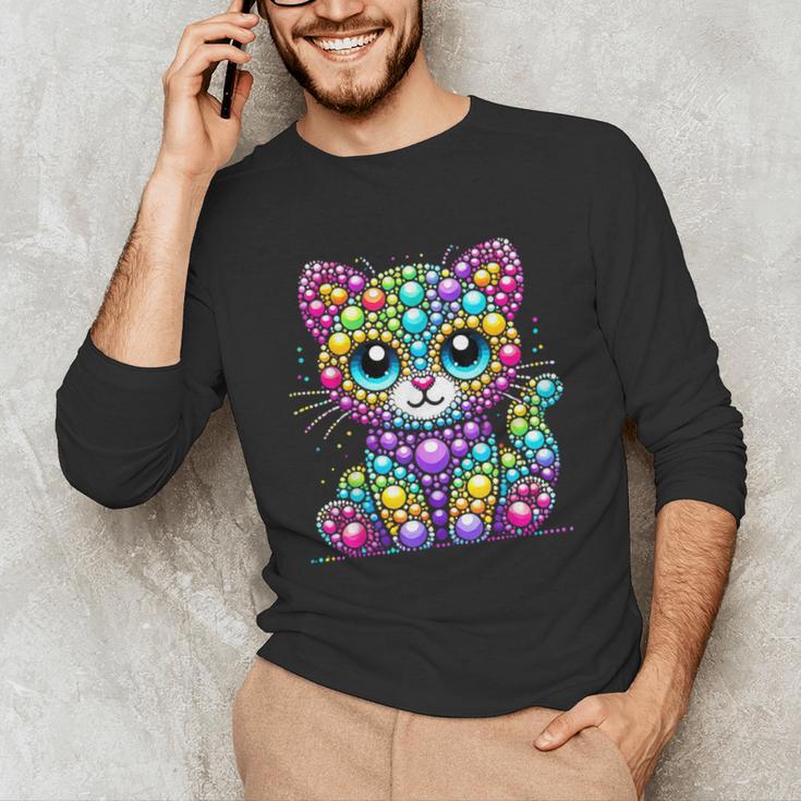 Happy Dot Day Colorful Polka Dot Cat Kitten Teachers Kids Unisex Long Sleeve T-Shirt, funny gift