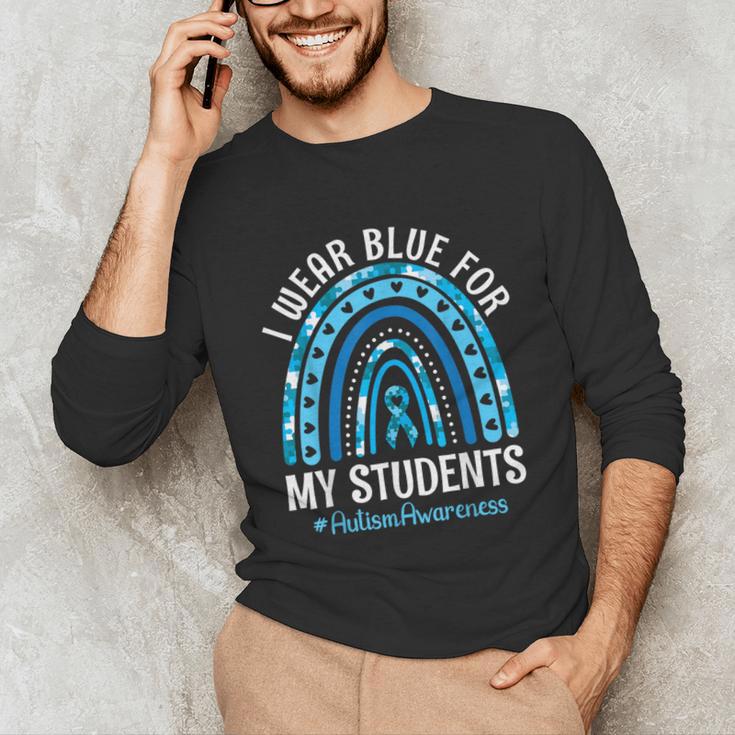 Happy Teacher I Wear Blue For My Students Autism Awareness Unisex Long Sleeve T-Shirt, funny gift