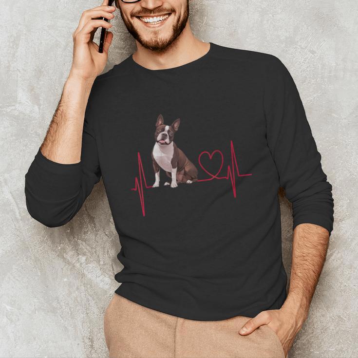 Heartbeat Boston Terrier Dog Unisex Long Sleeve T-Shirt, funny gift