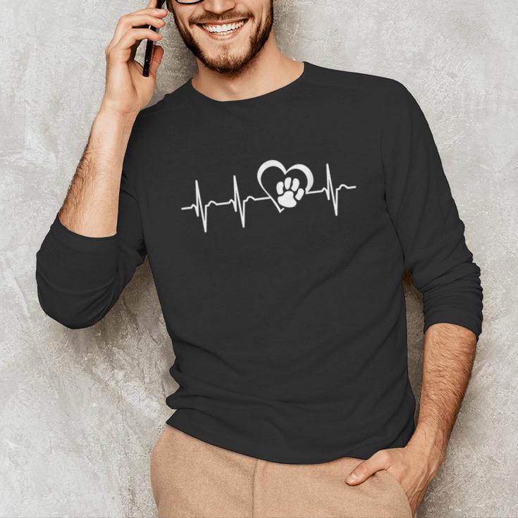 Heartbeat Dog Paw Unisex Long Sleeve T-Shirt, funny gift