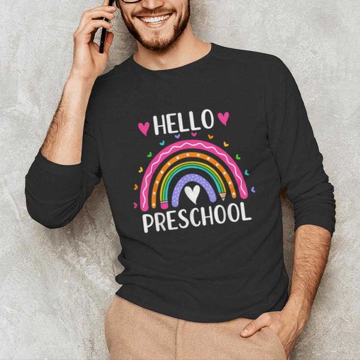 Hello Preschool Teacher Student Girls Rainbow Back To School Unisex Long Sleeve T-Shirt, funny gift