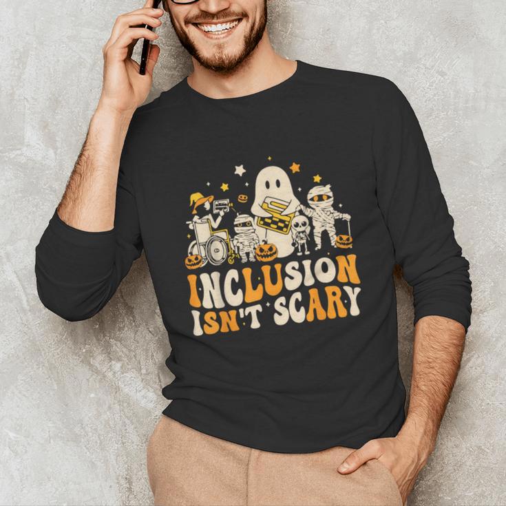 Inclusion Isn't Scary Mummy Boo Ghost Halloween SLP Teacher Unisex Long Sleeve T-Shirt, funny gift Inclusion Isn't Scary Mummy Boo Ghost Halloween SLP Teacher Unisex Long Sleeve T-Shirt, funny gift