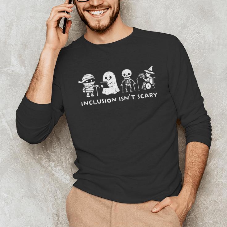 Inclusion Isn't Scary SLP Halloween Ghost Mummy Sped Teacher Unisex Long Sleeve T-Shirt, funny gift Inclusion Isn't Scary SLP Halloween Ghost Mummy Sped Teacher Unisex Long Sleeve T-Shirt, funny gift
