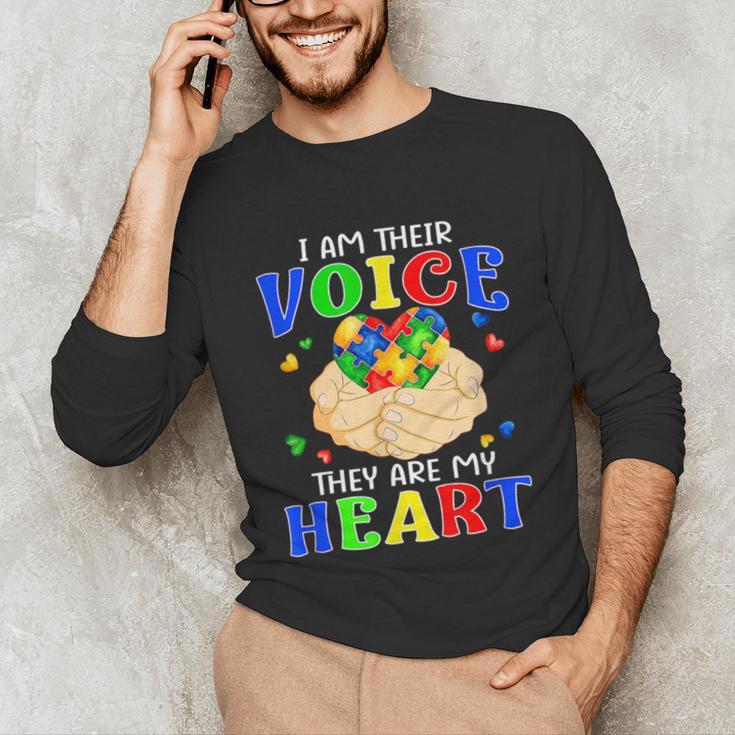 I Am Their Voice They Are My Heart Autism Awareness Teacher Unisex Long Sleeve T-Shirt, funny gift
