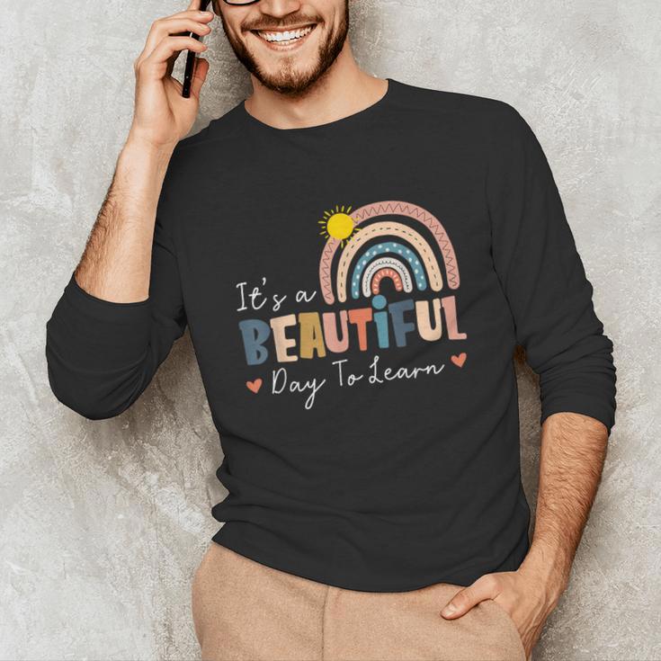 It's A Beautiful Day To Learn Cute Rainbow Boho Teacher Unisex Long Sleeve T-Shirt, funny gift It's A Beautiful Day To Learn Cute Rainbow Boho Teacher Unisex Long Sleeve T-Shirt, funny gift