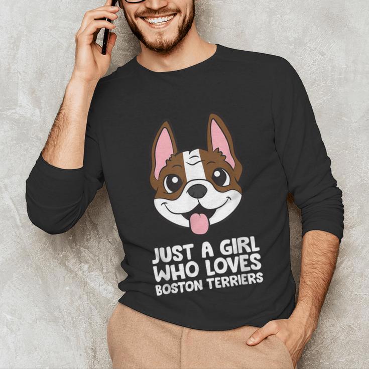 Just a Girl Who Loves Boston Terriers Unisex Long Sleeve T-Shirt, funny gift
