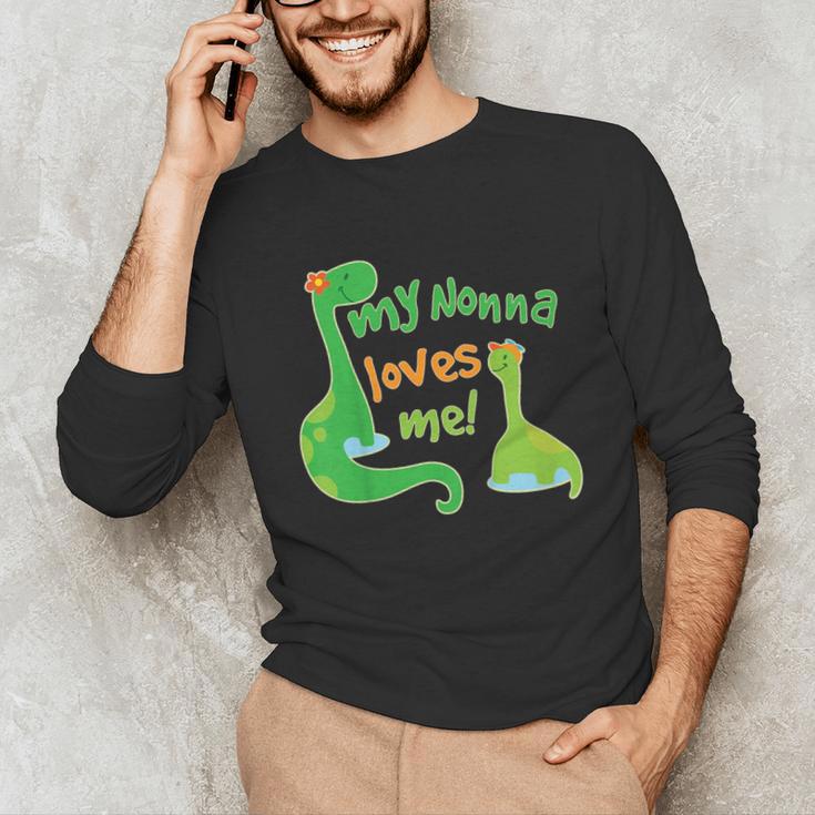 Kids My Nonna Loves Me Dinosaur Grandson Unisex Long Sleeve T-Shirt, funny gift