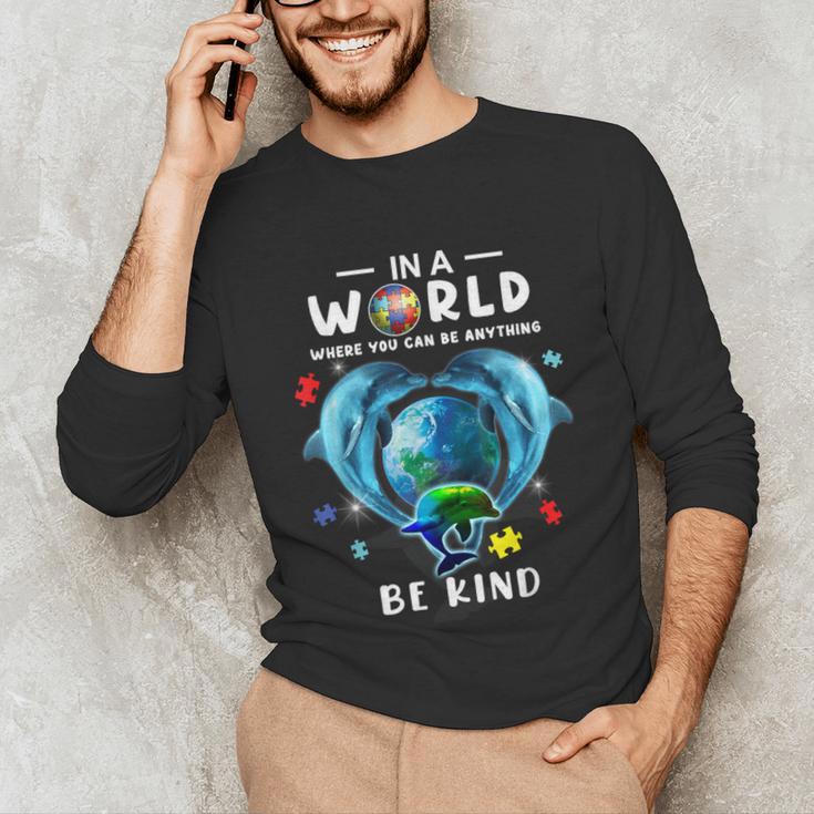 Be Kind Dolphin Autism Awareness Back To School Teacher Men Women Kids Unisex Long Sleeve T-Shirt, funny gift