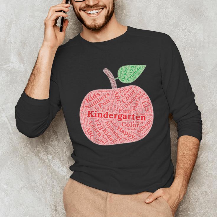 Kindergarten Apple Word Art For Teachers & Students Unisex Long Sleeve T-Shirt, funny gift Kindergarten Apple Word Art For Teachers & Students Unisex Long Sleeve T-Shirt, funny gift