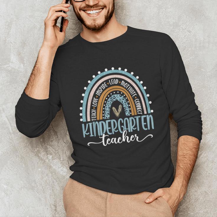Kindergarten Teacher Leopard Boho Rainbow Back To School Unisex Long Sleeve T-Shirt, funny gift Kindergarten Teacher Leopard Boho Rainbow Back To School Unisex Long Sleeve T-Shirt, funny gift