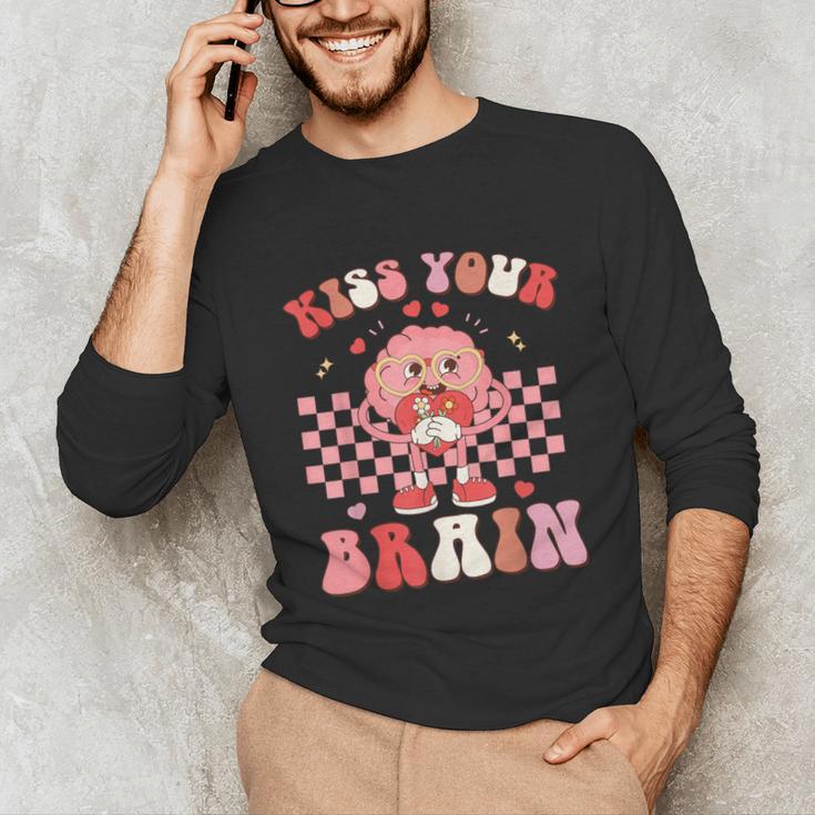 Kiss Your Brain Valentines Test Day Teacher Squad Kids Unisex Long Sleeve T-Shirt, funny gift